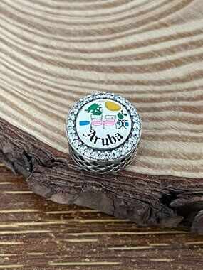 Pandora Aruba Flamingo Beach Bead S925 Silver Charm